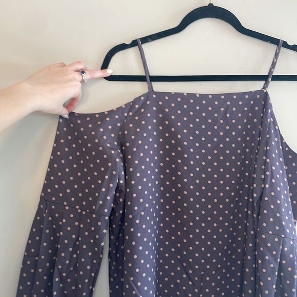 J.O.A. Los Angeles Mauve Dot Blouse Size Large - Picture 2 of 7